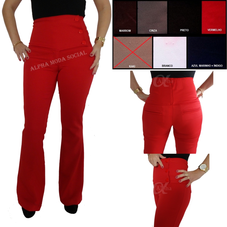 calça-flare-vermelha-social-feminina-detalhes